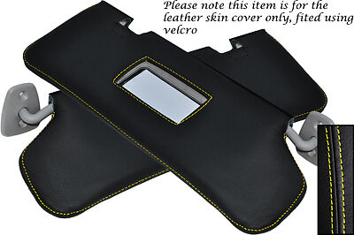 YELLOW STITCH FITS FORD FIESTA MK4 MK5 95-01 2X SUN VISORS LEATHER COVERS ONLY