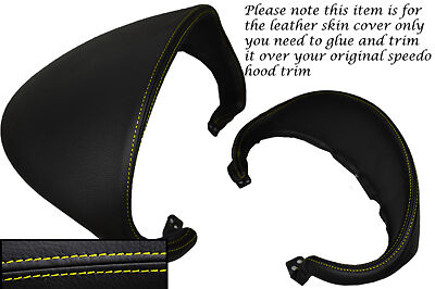 YELLOW STITCH FITS AUDI TT MK2 06-13 SPEEDO GAUGE HOOD LEATHER COVER ONLY