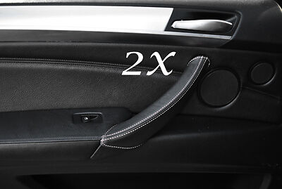 WHITE STITCH FITS BMW X5 E70 07-13 2X REAR DOOR HANDLE LEATHER COVERS ONLY