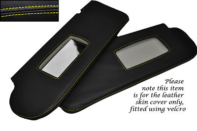 YELLOW STITCH FITS HOLDEN COMMODORE VT VX VU 97-02 2X SUN VISORS LEATHER COVER