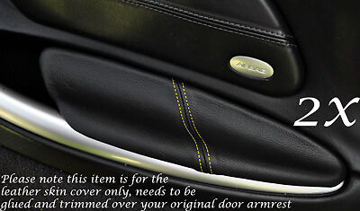 YELLOW STITCH FITS PORSCHE BOXSTER 986  2X DOOR ARMREST LEATHER COVERS ONLY