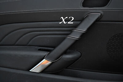 WHITE STITCHING FITS PEUGEOT RCZ 2010+ 2X DOOR HANDLE LEATHER COVERS ONLY