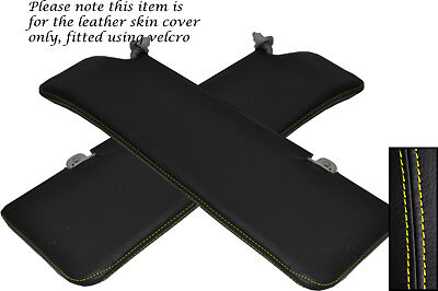YELLOW STITCHING FITS MAZDA BONGO FORD FREDA 2X SUN VISORS LEATHER COVERS ONLY