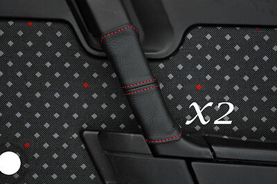 RED STITCHING FITS ALFA ROMEO 33 2X FRONT DOOR HANDLE LEATHER COVERS ONLY