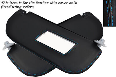 BLUE STITCH FITS CITROEN SAXO 1996-2004 2X SUN VISORS LEATHER COVERS CUSTOM NEW
