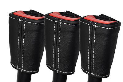 WHITE STITCH FITS FIAT MULTIPLA 99-05 3X FRONT SEAT BELT STALK LEATHER COVERS