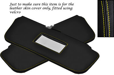 YELLOW STITCHING FITS FORD ESCORT MK2 2X SUN VISORS LEATHER COVERS ONLY