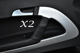 BLACK STITCH FITS AUDI A3 09+ CONVERTIBLE CABRIO 2X DOOR HANDLE LEATHER COVERS