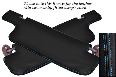 BLUE STITCH FITS FORD ESCORT MK6 MK7 2X SUN VISORS LTHR COVERS NO MIRROR MODELS