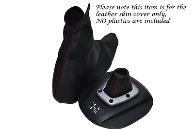 RED STITCHING FITS ALFA ROMEO 147 SELESPEED SET OF GAITERS BLACK LEATHER