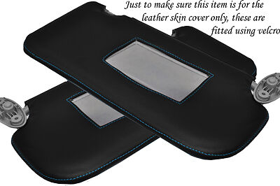 BLUE STITCH FORD FITS FIESTA MK6 MK7 FUSION 02-08 2X SUN VISORS COVERS ONLY