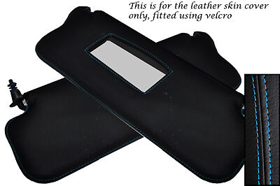 BLUE STITCH FITS FORD ESCORT MK3 MK4 2X SUN VISORS LEATHER COVERS ONLY