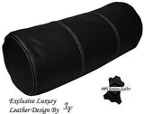 EXCLUSIVE LUXURY GENUINE BLACK LEATHER ROUND CUSHION BOLSTER ROLL 9" x 24"
