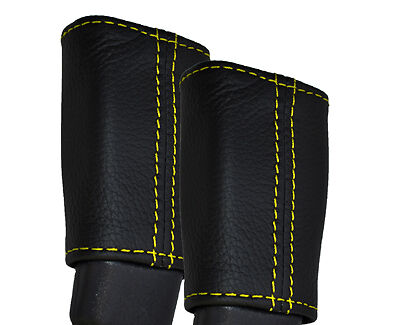 YELLOW STITCHING FITS VAUXHALL OPEL CORSA D 2006+ 2X FRONT SEAT BELT COVERS