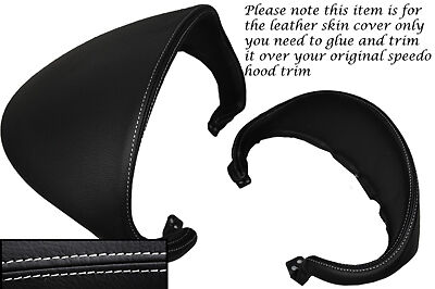 WHITE STITCH FITS AUDI TT MK2 06-13 SPEEDO GAUGE HOOD LEATHER COVER ONLY