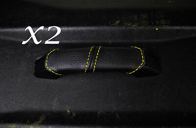 YELLOW STITCH FITS LAND ROVER DEFENDER 90 110 2X DOOR HANDLE LEATHER COVERS