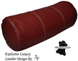 EXCLUSIVE LUXURY GENUINE DARK RED LEATHER ROUND CUSHION BOLSTER ROLL 9"x24"