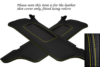 YELLOW STITCHING FITS FORD MUSTANG 99-04 2X SUN VISORS LEATHER COVERS ONLY