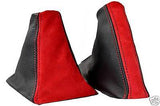 FITS VAUXHALL OPEL COMBO CORSA C 00-06 BLACK LTHR & RED PU SUEDE GAITERS SET