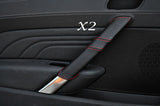 RED STITCHING FITS PEUGEOT RCZ 2010+ 2X DOOR HANDLE LEATHER COVERS ONLY
