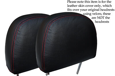 RED STITCH FITS  ROVER 25 & MG ZR 99-05 2X FRONT HEADRESTS LEATHER COVERS ONLY