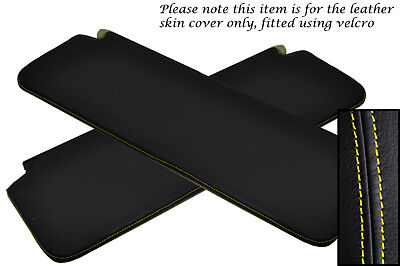 YELLOW STITCH FITS VW T2 EARLY BAY 2X SUN VISORS LEATHER COVERS ONLY CUSTOM NEW