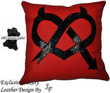 1X EXCLUSIVE LUXURY LEATHER CUSHION VALENTINES RED AND BLACK DEVIL HEART LOVE