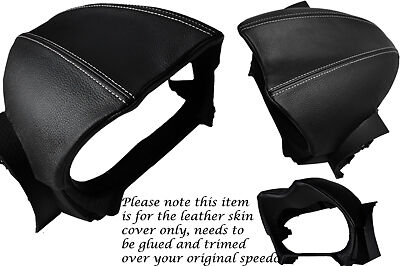 WHITE STITCHING FITS LOTUS ELISE 2008-2013 SPEEDO GAUGE HOOD LEATHER COVER ONLY