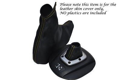 YELLOW STITCHING FITS ALFA ROMEO 147 SELESPEED SET OF GAITERS BLACK LEATHER