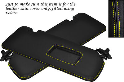 YELLOW STITCH FITS BMW E46 CONVERTIBLE CABRIO 98-05 2X SUN VISORS LEATHER COVERS