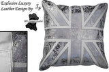 1X WHITE AND OLD SILVER EXCLUSIVE LUXURY GENUINE LEATHER CUSHION 20" x 20"