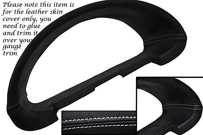 WHITE STITCH FITS CITROEN SAXO 96-04 GAUGE SPEEDO TRIM SURROUND LEATHER