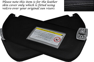 BLACK STITCHING FITS PEUGEOT 107 05-12 2X SUN VISORS LEATHER COVERS ONLY