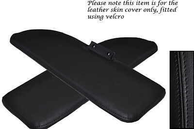BLACK  STITCHING FITS FIAT 500 CLASSIC 2X SUN VISORS LEATHER COVERS ONLY