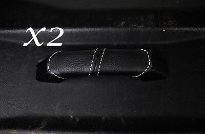 WHITE STITCH FITS LAND ROVER DEFENDER 90 110 2X DOOR HANDLE LEATHER COVERS ONLY
