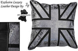 1X BLACK AND OLD SILVER EXCLUSIVE LUXURY GENUINE LEATHER CUSHION 20" x 20"