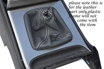 WHITE STITCHING FITS VOLVO XC90 XC 90 MANUAL GREY LEATHER GEAR GAITER ONLY