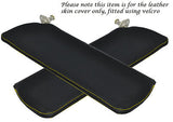 YELLOW STITCH FITS FORD CORTINA MK2 MK3 1600E 2X SUN VISORS LEATHER COVERS ONLY